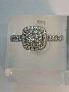 CERTIFIED BRAND NEW 14K WHITE GOLD DIAMOND HALO SETTING RING.