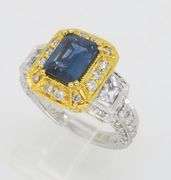 LeVian Blue Sapphire & Diamond Halo Ring