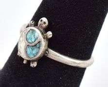 Fancy Sterling Silver Inlay Turtle Ring