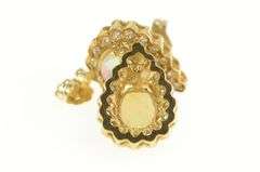 14K Yellow Gold Pear Natural Opal Diamond Halo Stud Earrings