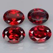 Set of 4 top red VS Garnets weighing 5.91 carats