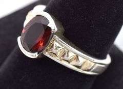 Sterling Silver Red Garnet Gemstone Ring