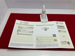 CERTIFIED 14K WHITE GOLD DIAMOND SOLITAIRE RING . 1.04 CARAT