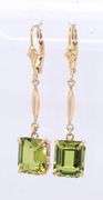 Vintage 14kt yellow gold 7ctw Peridot dangle earrings
