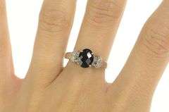 18K White Gold 2.00 Ctw Black Tourmaline Diamond Statement Ring