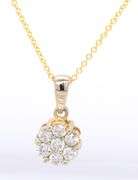 14kt Yellow gold diamond cluster pendant on chain necklace