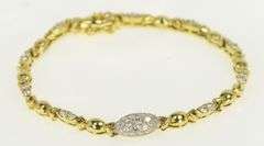 18K Yellow Gold 1.40 Ctw Diamond Link Vintage Tennis Bracelet