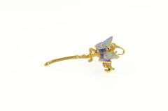 14K Yellow Gold 0.50 Ctw Sapphire Diamond Enamel Dragonfly Pin/Brooch