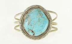 Sterling Silver Southwestern Turquoise Ornate Cuff Bracelet
