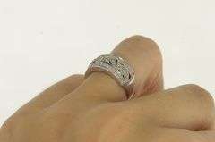 14K White Gold Vintage Pave CZ Encrusted Leaf Vine Ring