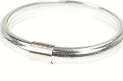 14K White Gold 10.4mm Wide Woven Banded Mesh Bangle Bracelet