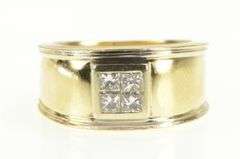 14K Yellow Gold 0.40 Ctw Princess Cluster Squared Band Ring