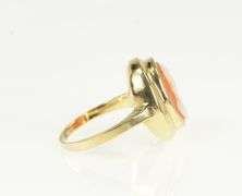 14K Yellow Gold Carved Shell Cameo Vintage Statement Ring