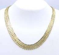 14kt Yellow gold brushed and high polished Cleopatra necklace