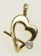14K Yellow Gold Diamond Heart Arrow Love Struck Cupid Charm/Pendant