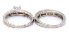 14kt White gold 0.90ctw princess cut channel set wedding set
