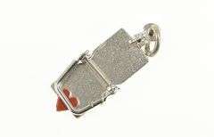 Sterling Silver Heart Red Enamel Mouse Trap Cute Retro Charm/Pendant