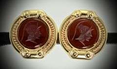 Stately 14K Earrings with Carnelian Intaglios
