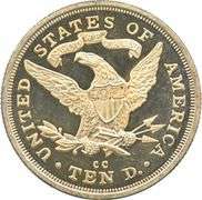 1870-CC $10 Liberty Head Gold Eagle 1/2 Oz Marked Copy .999 Fine Round