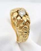 Popular 14K YG Man's Diamond Nugget Ring