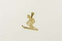 14K Yellow Gold Diamond Cut Skier Vintage Sprorts Charm/Pendant