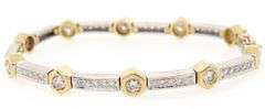 3.00ctw Round Diamond Hexagon Station Link Bracelet in 18K