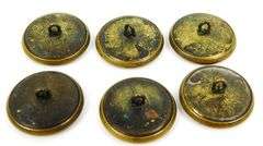 6 Antique Brass Thistle Buttons