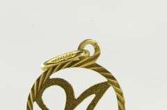 18K Yellow Gold N Cursive Letter Initial Monogram Name Charm/Pendant