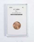 MS66 1929 Lincoln Wheat Cent - Red - Graded ACC