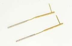 18K Yellow Gold Two Tone Textured Bar Vintage Dangle Earrings