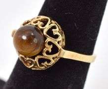 Heart Warming 14K Yellow Gold Tiger's Eye Gemstone Ring