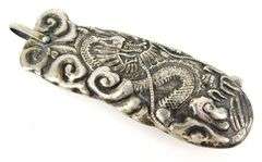 Antique Silver Dragon Comb & Case