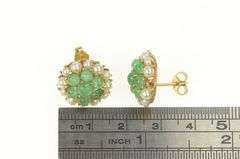 14K Yellow Gold Victorian Emerald Seed Pearl Cluster Stud Earrings