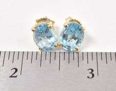 Superb 14K Yellow Gold Approx. 6.80CTW Blue Topaz Stud Earrings