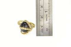 14K Yellow Gold 1940's Black Cat's Eye Dragon Eagle Claw Ring