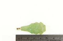 14K Yellow Gold Carved Chinese Jade Figure Statement Pendant