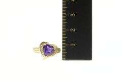 14K Yellow Gold Heart Amethyst Diamond Accent Love Symbol Ring