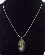 Superb Sterling Silver Turquoise Gemstone Pendant Necklace