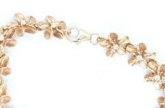 14kt Yellow gold diamond accent Plumeria bracelet