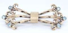 925 Sterling silver and gold blue synthetic stone brooch