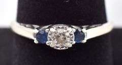Incredible 14K White Gold Diamond and Blue Sapphire Ring