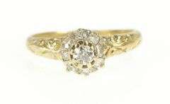 14K Yellow Gold 1.00 Ctw Old Mine Cut Diamond Halo Engagement Ring