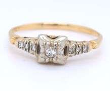 Vintage 14kt yellow gold diamond ring