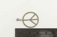 10K White Gold Diamond Encrusted Peace Symbol Pendant