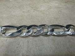 Men's 18mm Solid .925 Sterling Silver Flat Figaro Chain Link Italy Bracelet 9" inch