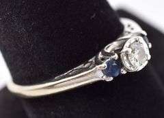 Incredible 14K White Gold Diamond and Blue Sapphire Ring