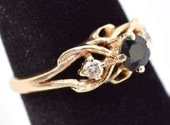 Amazing 14K Yellow Gold Blue Sapphire and Diamond Ring