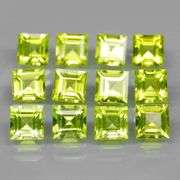 Princess cut! Unheated! 4.54ct Peridot set