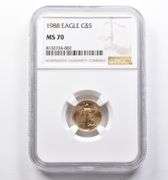 MS70 1988 $5 American Gold Eagle 1/10 Oz Gold NGC