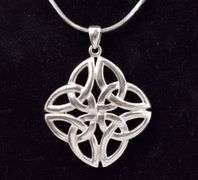 Fantastic Sterling Silver Shield of Destiny Celtic Knot Pendant Necklace